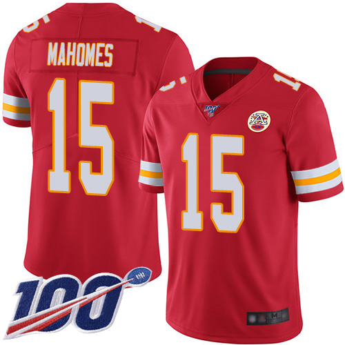 Youth Kansas City Chiefs #15 Mahomes Patrick Red Team Color Vapor Untouchable Limited Player 100th Season Football Nike NFL Jersey->youth nfl jersey->Youth Jersey